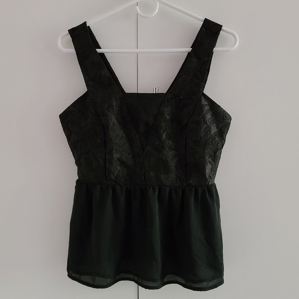 Cute Black Peplum Lace Blouse